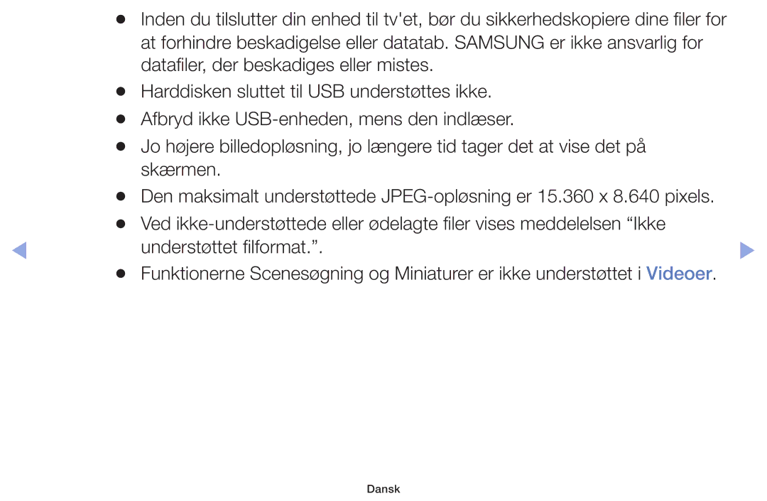 Samsung UE32F5005AKXXE, UE42F5005AKXXE, UE32F4005AWXXE, UE46F5005AKXXE, UE40F5005AKXXE, UE50F5005AKXXE manual Dansk 