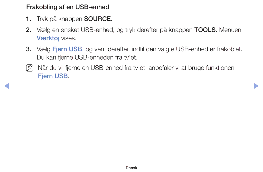 Samsung UE42F5005AKXXE, UE32F4005AWXXE, UE46F5005AKXXE, UE32F5005AKXXE, UE40F5005AKXXE, UE50F5005AKXXE manual Dansk 