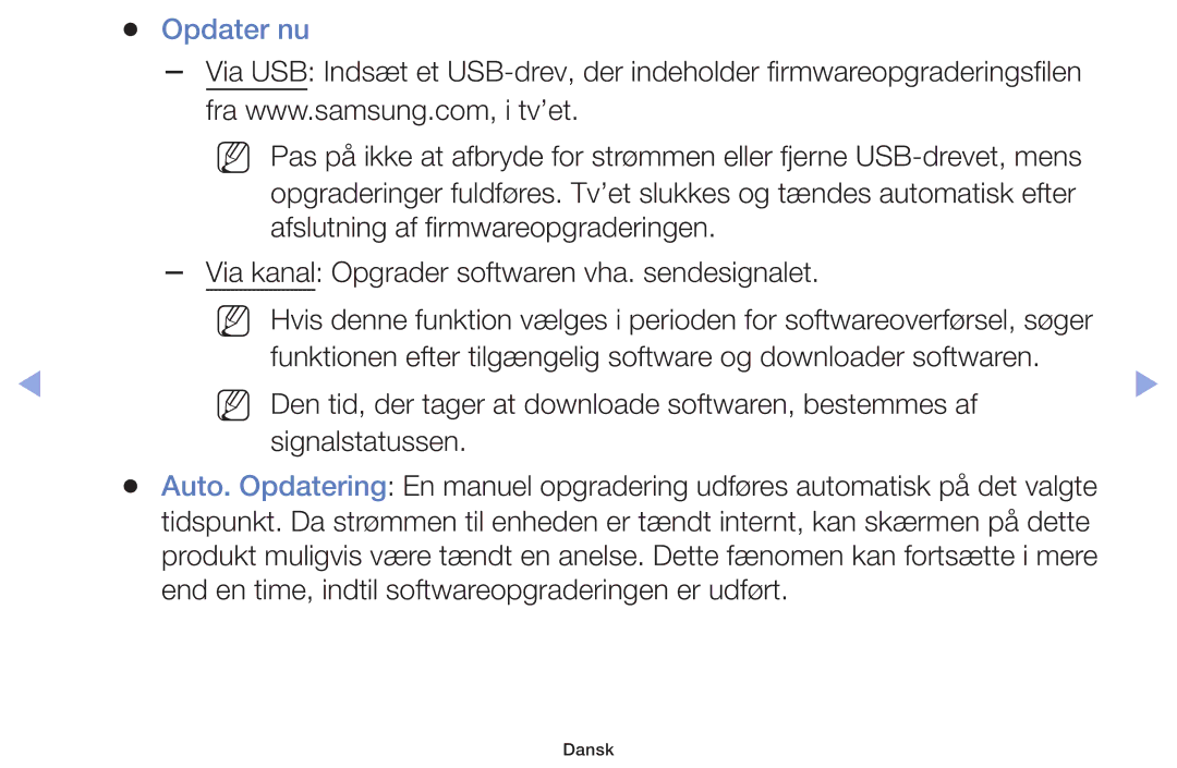 Samsung UE32F5005AKXXE, UE42F5005AKXXE, UE32F4005AWXXE, UE46F5005AKXXE, UE40F5005AKXXE, UE50F5005AKXXE manual Opdater nu 