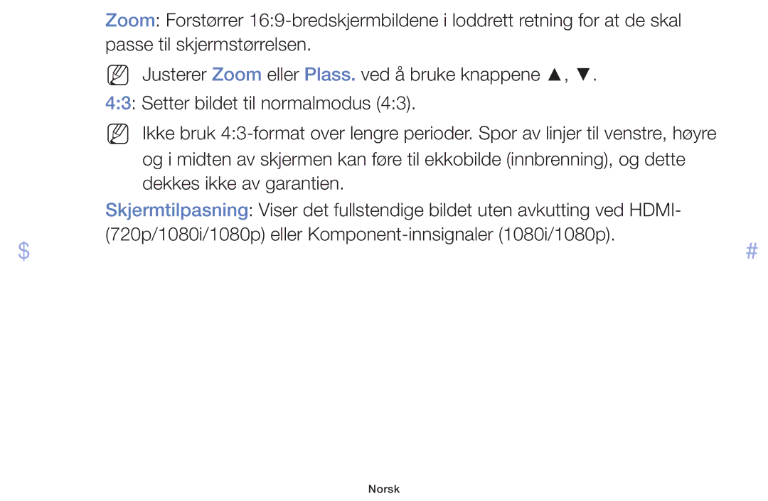 Samsung UE32F4005AWXXE, UE42F5005AKXXE, UE46F5005AKXXE, UE32F5005AKXXE, UE40F5005AKXXE, UE50F5005AKXXE manual Norsk 