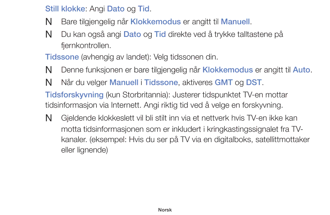 Samsung UE50F5005AKXXE, UE42F5005AKXXE, UE32F4005AWXXE, UE46F5005AKXXE, UE32F5005AKXXE Nn Nn, Still klokke Angi Dato og Tid 