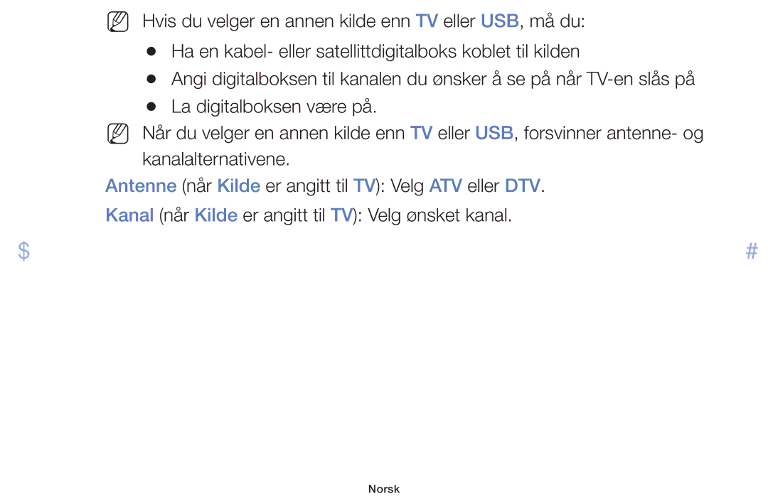 Samsung UE32F5005AKXXE, UE42F5005AKXXE, UE32F4005AWXXE, UE46F5005AKXXE, UE40F5005AKXXE, UE50F5005AKXXE manual Norsk 