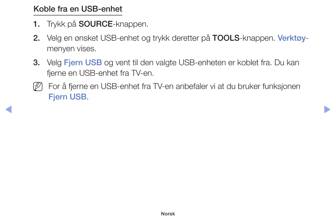 Samsung UE42F5005AKXXE, UE32F4005AWXXE, UE46F5005AKXXE, UE32F5005AKXXE, UE40F5005AKXXE, UE50F5005AKXXE manual Norsk 