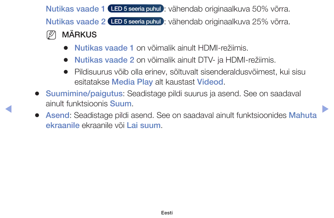 Samsung UE32F4000AWXBT, UE42F5070SSXZG, UE42F5000AWXZG manual Nutikas vaade 1 Nutikas vaade, Ekraanile ekraanile või Lai suum 