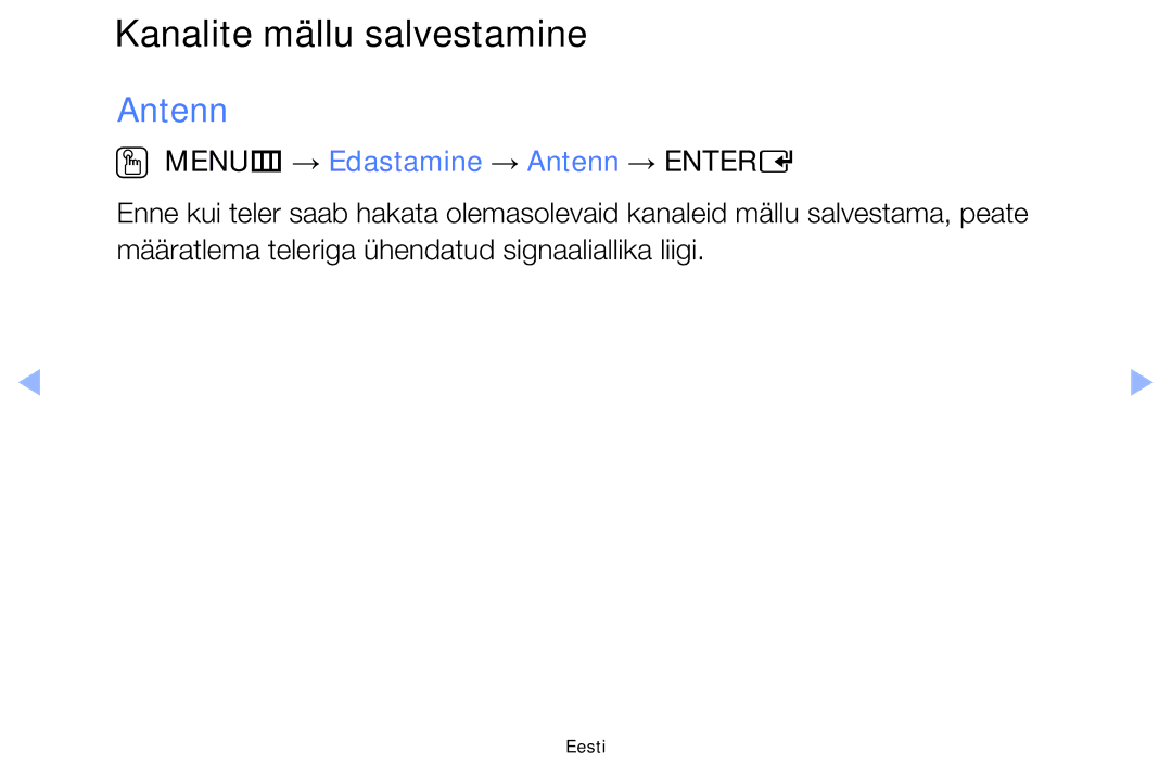 Samsung UE32F6400AKXXH, UE42F5070SSXZG manual Kanalite mällu salvestamine, OO MENUm → Edastamine → Antenn → Entere 