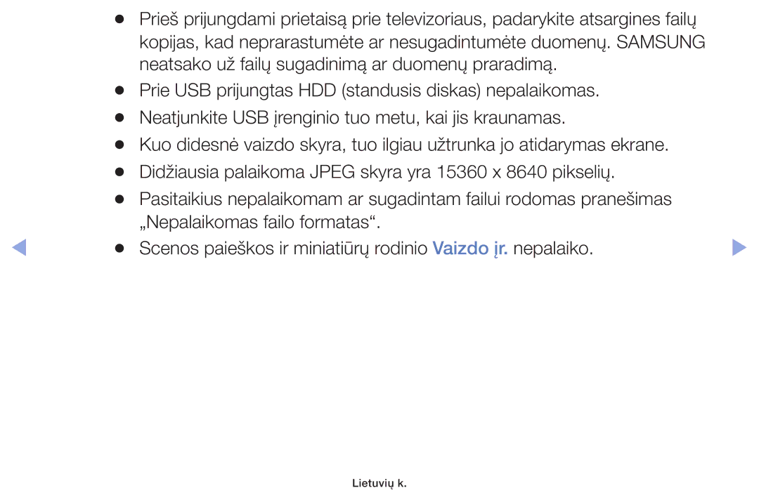 Samsung UE32F5000AWXBT, UE42F5070SSXZG, UE42F5000AWXZG, UE42F5000AWXBT, UE32F6400AKXXH, UE40F5000AWXBT manual Lietuvių k 