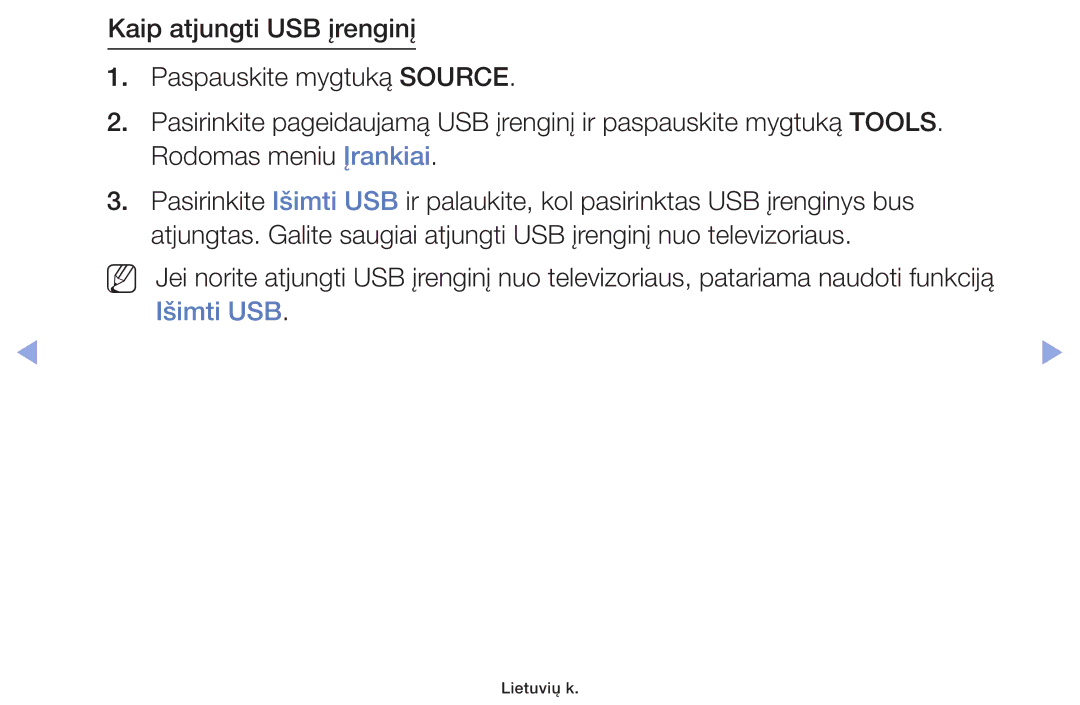 Samsung UE32F4000AWXBT, UE42F5070SSXZG, UE42F5000AWXZG, UE42F5000AWXBT, UE32F5000AWXBT, UE32F6400AKXXH manual Lietuvių k 