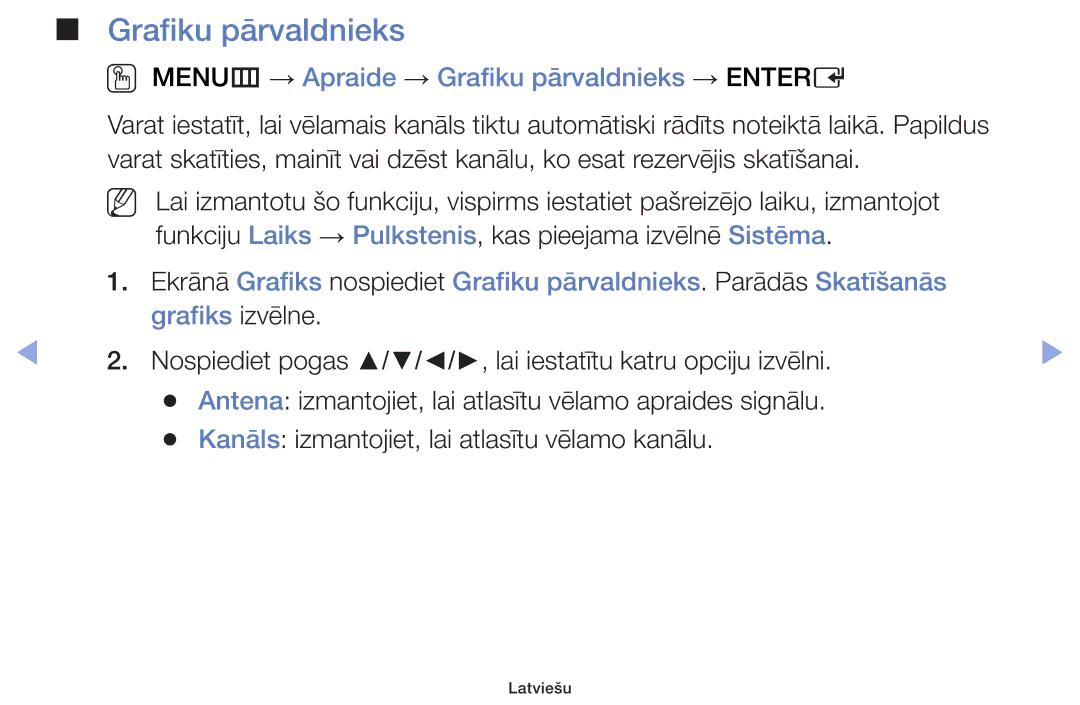 Samsung UE32F6400AKXXH, UE42F5070SSXZG, UE42F5000AWXZG manual OO MENUm → Apraide → Grafiku pārvaldnieks → Entere 