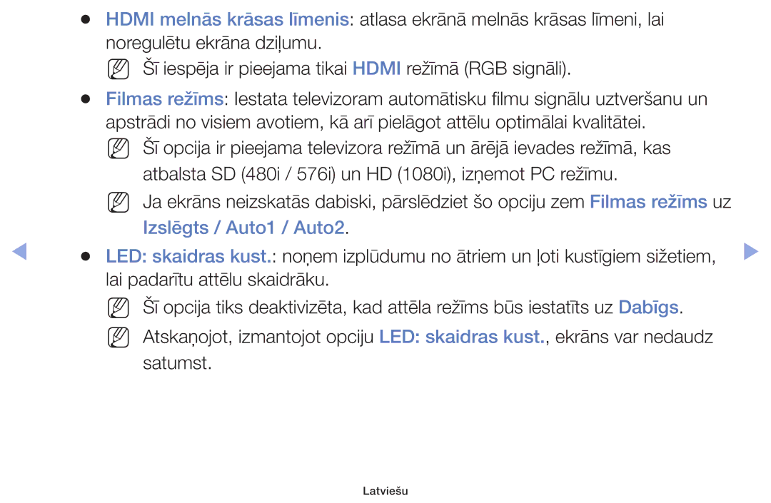 Samsung UE32F4000AWXBT, UE42F5070SSXZG, UE42F5000AWXZG, UE42F5000AWXBT, UE32F5000AWXBT manual Izslēgts / Auto1 / Auto2 