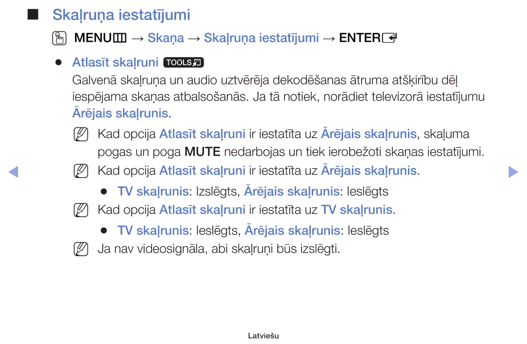 Samsung UE32F5000AWXBT, UE42F5070SSXZG, UE42F5000AWXZG, UE42F5000AWXBT manual Skaļruņa iestatījumi, Ārējais skaļrunis 