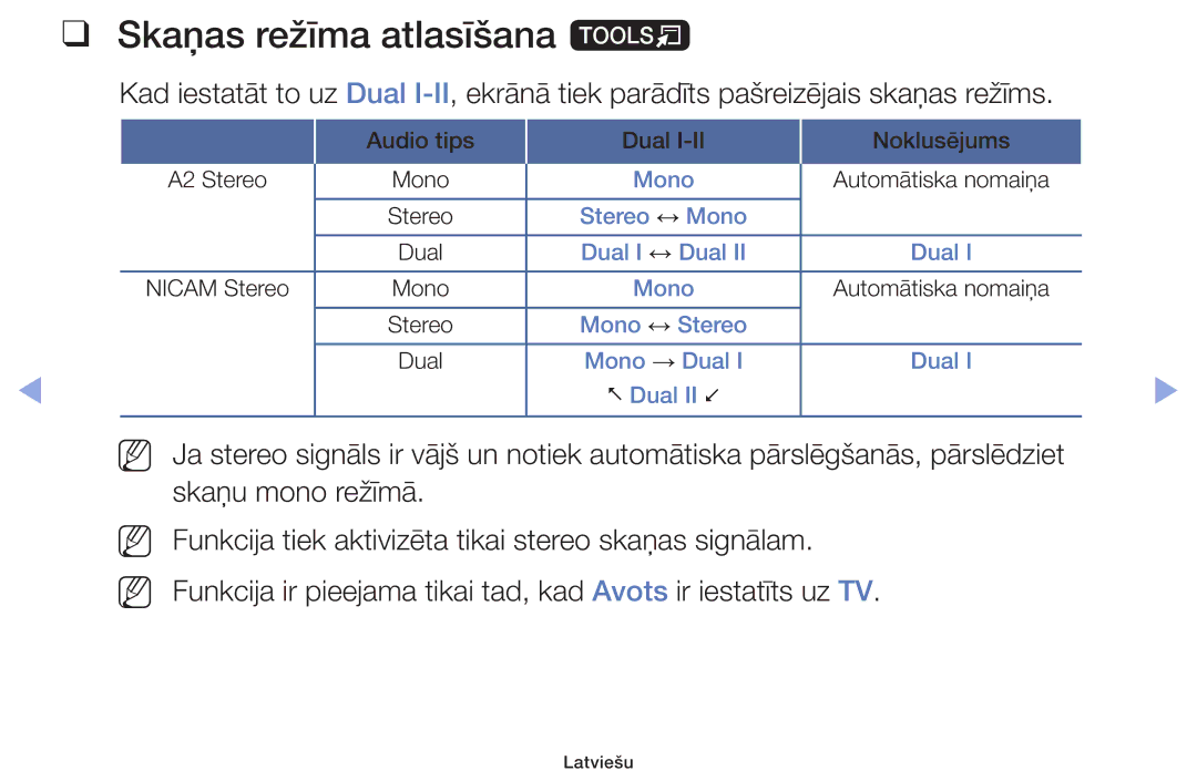 Samsung UE42F5070SSXZG, UE42F5000AWXZG, UE42F5000AWXBT, UE32F5000AWXBT, UE32F6400AKXXH manual Skaņas režīma atlasīšana t 