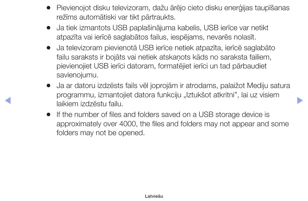 Samsung UE40F5000AWXBT, UE42F5070SSXZG, UE42F5000AWXZG, UE42F5000AWXBT, UE32F5000AWXBT manual Folders may not be opened 