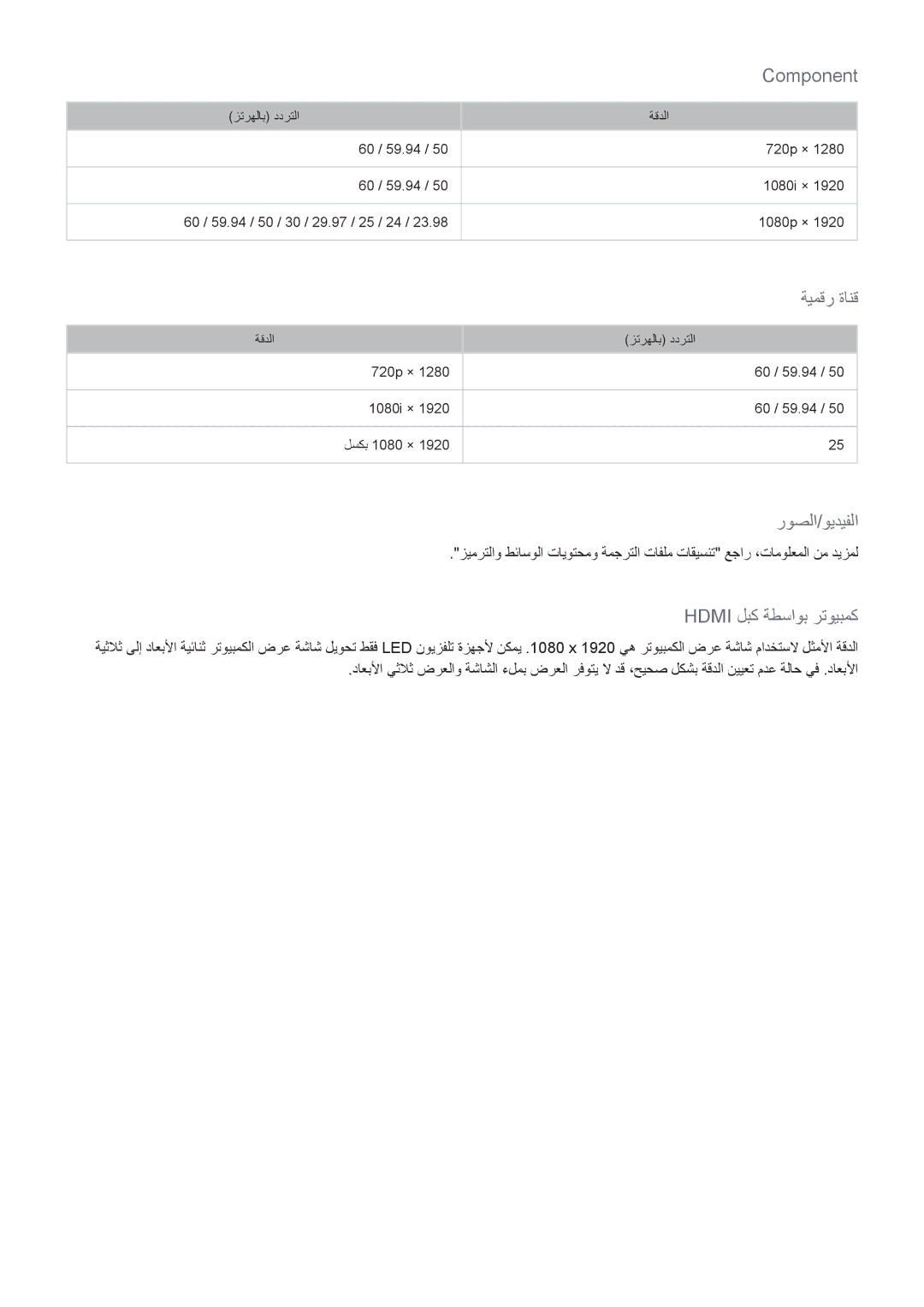 Samsung UE46F6400AKXXH, UE42F5500AWXXH, UE60F6300AWXXH, UE55F6400AKXXH manual روصلا/ويديفلا 