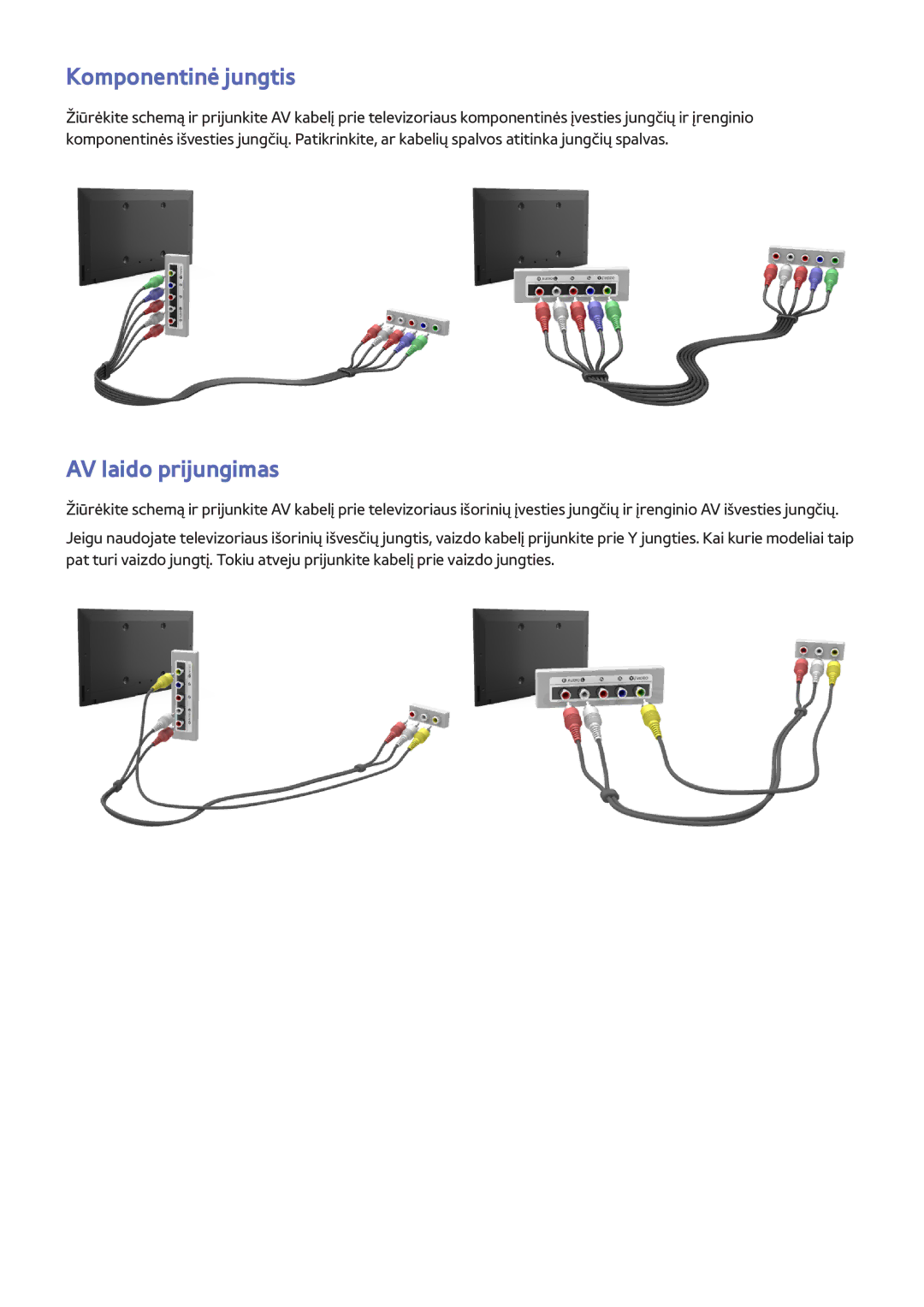 Samsung UE50F6770SSXZG, UE42F5570SSXZG, UE55F6500SSXZG, UE46F6510SSXZG manual Komponentinė jungtis, AV laido prijungimas 