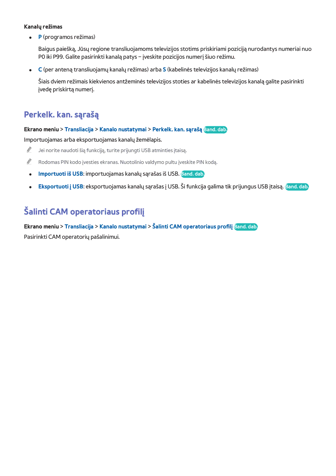 Samsung UE46F6200AWXXH, UE42F5570SSXZG, UE55F6500SSXZG manual Perkelk. kan. sąrašą, Šalinti CAM operatoriaus profilį 