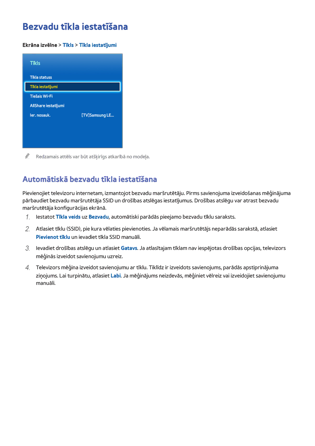 Samsung UE40F6510SBXXH, UE42F5570SSXZG, UE55F6500SSXZG Bezvadu tīkla iestatīšana, Automātiskā bezvadu tīkla iestatīšana 