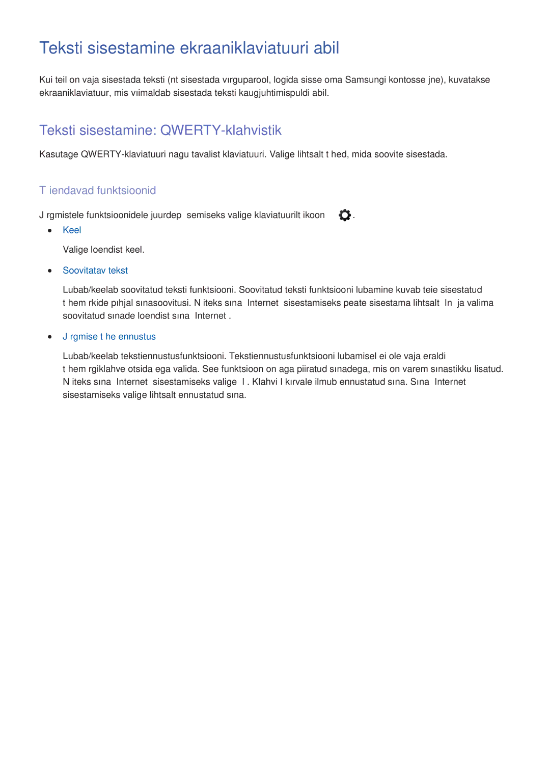 Samsung UE40F5700AWXXH, UE42F5570SSXZG Teksti sisestamine ekraaniklaviatuuri abil, Teksti sisestamine QWERTY-klahvistik 