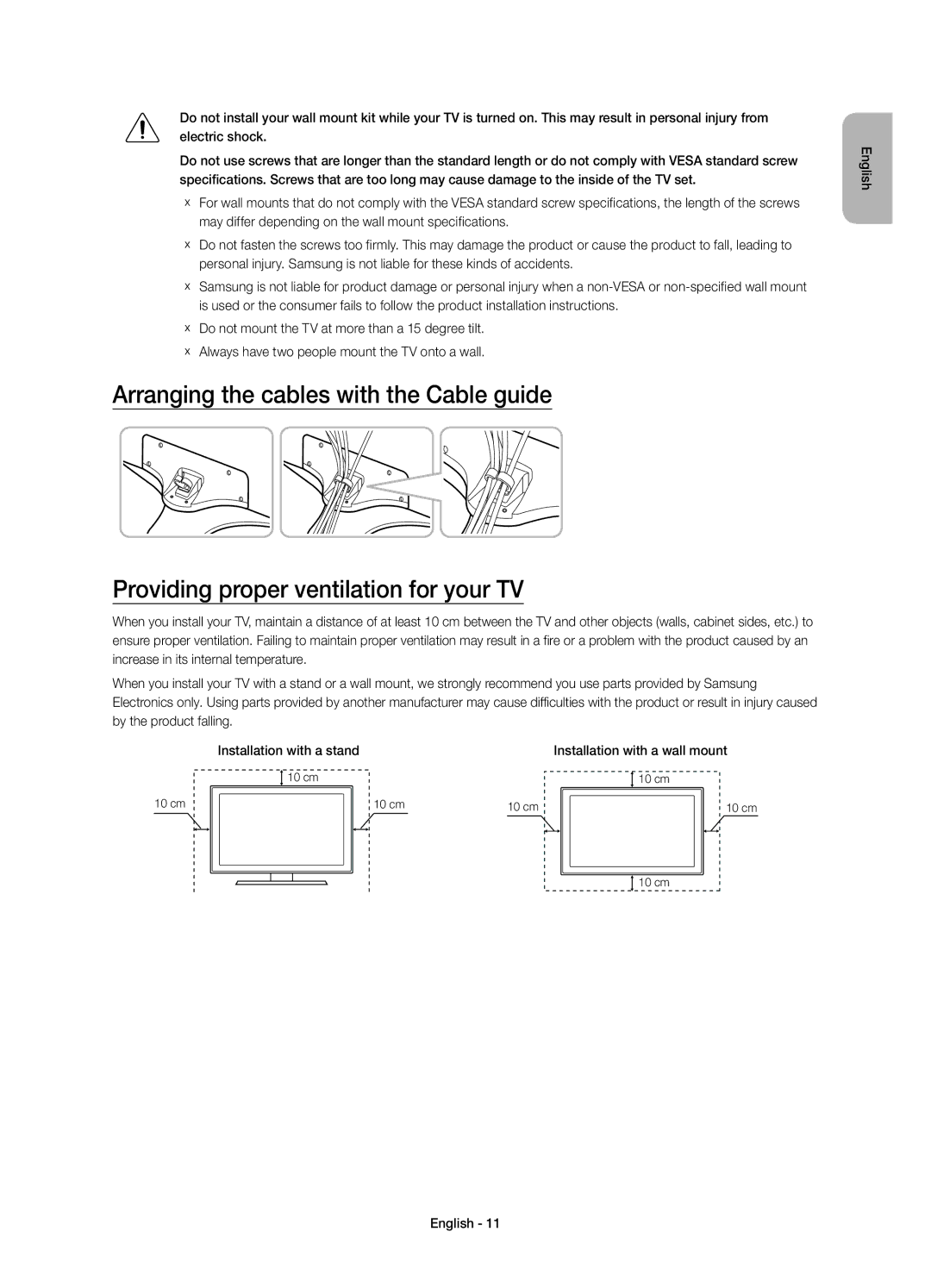 Samsung UE43J5570SUXZG, UE43J5500AKXXC, UE48J5500AKXXC, UE50J5500AKXZT May differ depending on the wall mount specifications 