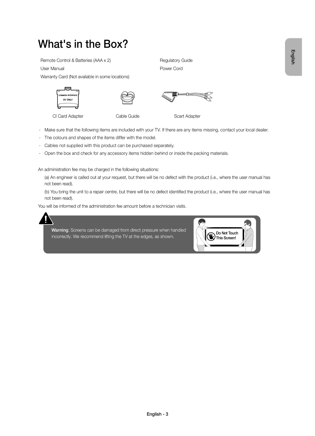 Samsung UE43J5600AKXZT, UE43J5500AKXXC, UE48J5500AKXXC manual Whats in the Box?, Remote Control & Batteries AAA x, Power Cord 