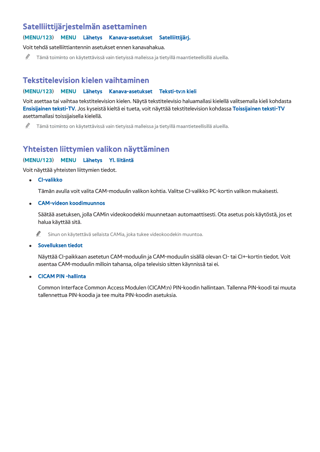 Samsung UE48J6375SUXXE, UE43J5505AKXXE manual Satelliittijärjestelmän asettaminen, Tekstitelevision kielen vaihtaminen 