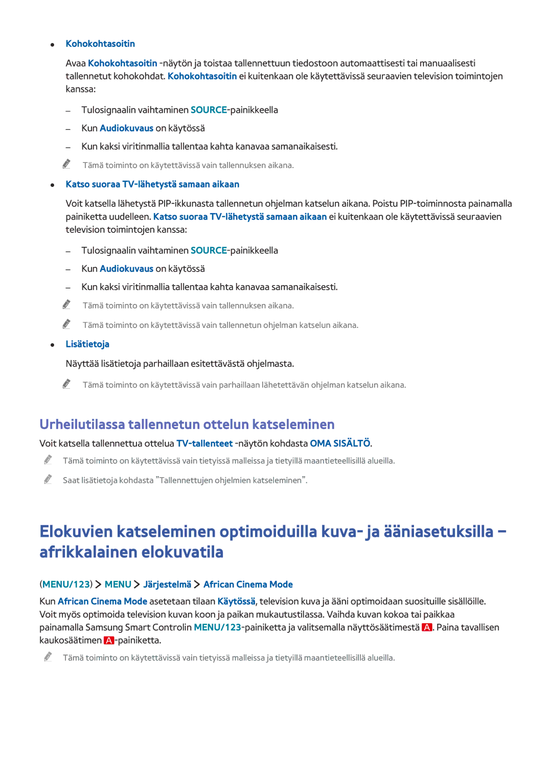 Samsung UE50J6285SUXXE manual Urheilutilassa tallennetun ottelun katseleminen, Katso suoraa TV-lähetystä samaan aikaan 