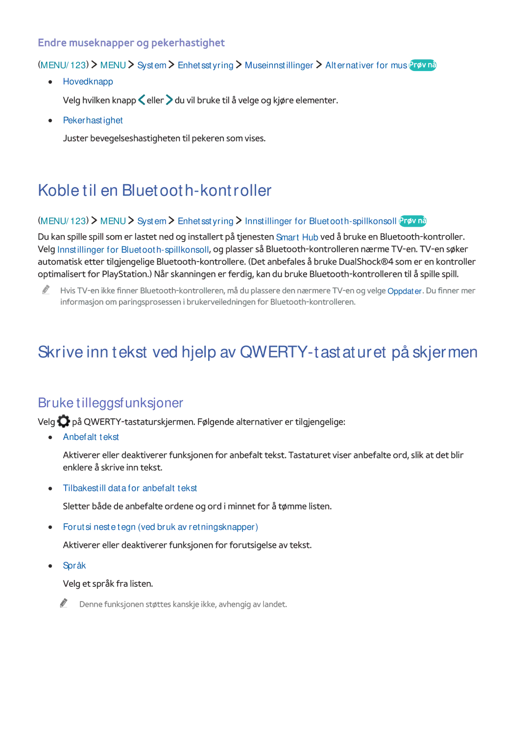 Samsung UE55J6285SUXXE Koble til en Bluetooth-kontroller, Skrive inn tekst ved hjelp av QWERTY-tastaturet på skjermen 