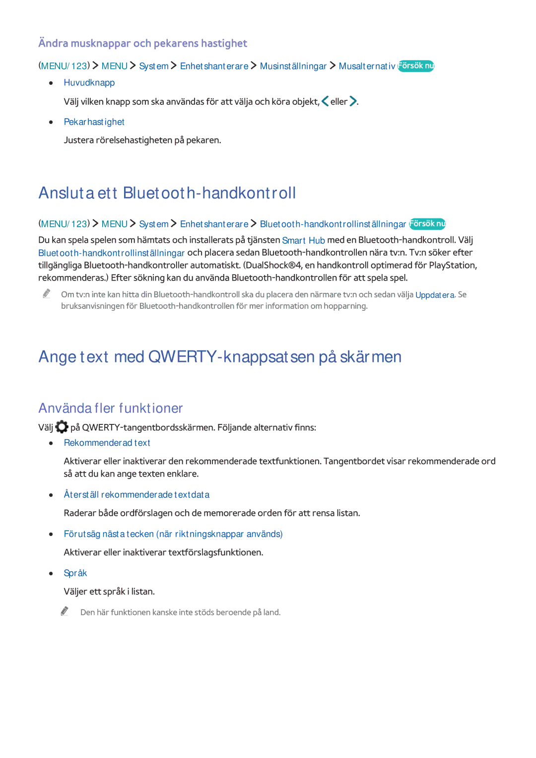 Samsung UE55J6285SUXXE, UE43J5505AKXXE Ansluta ett Bluetooth-handkontroll, Ange text med QWERTY-knappsatsen på skärmen 