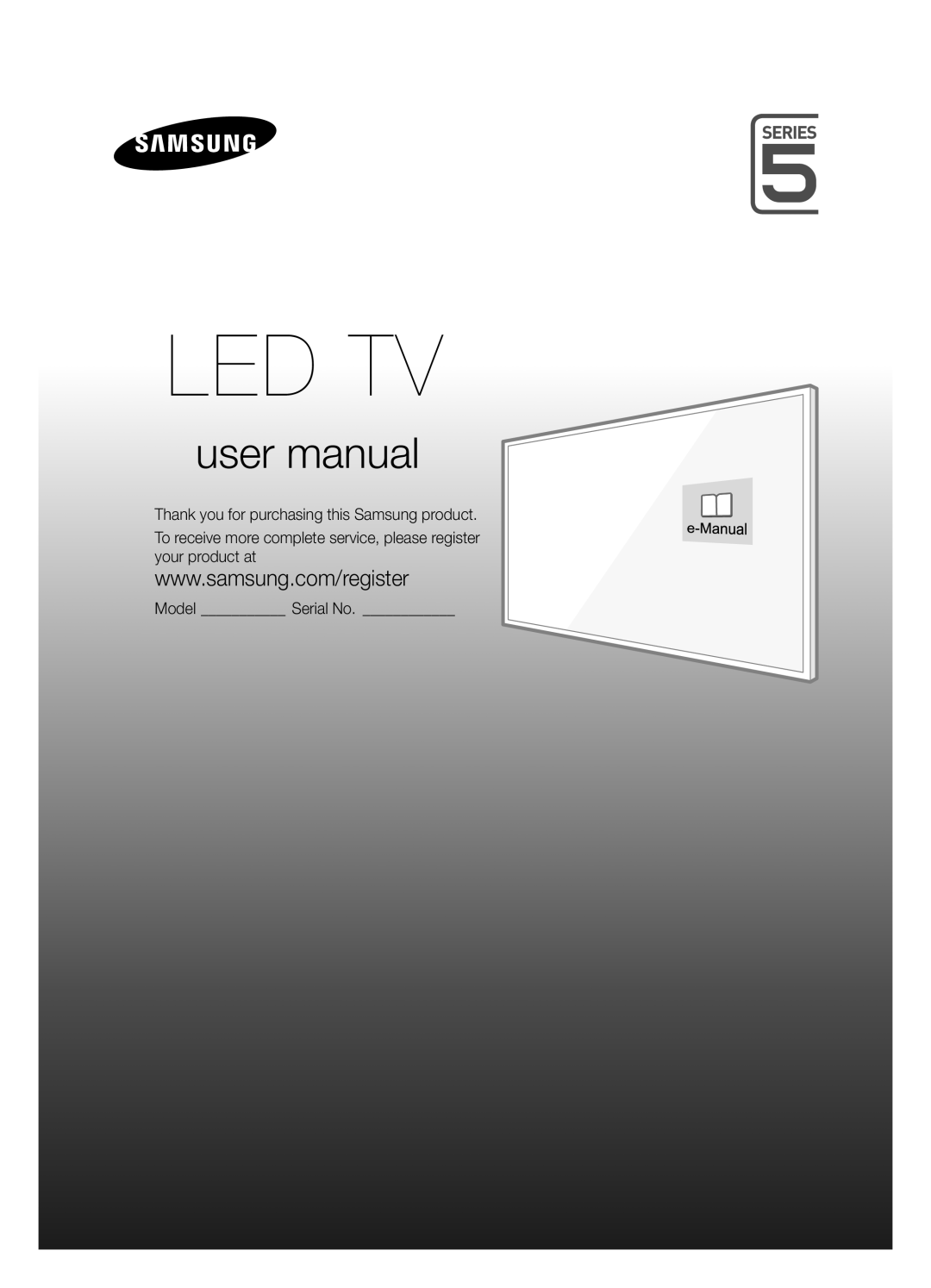 Samsung UE32J5570SUXTK manual Led Tv, user manual, Thank you for purchasing this Samsung product, Model Serial No 