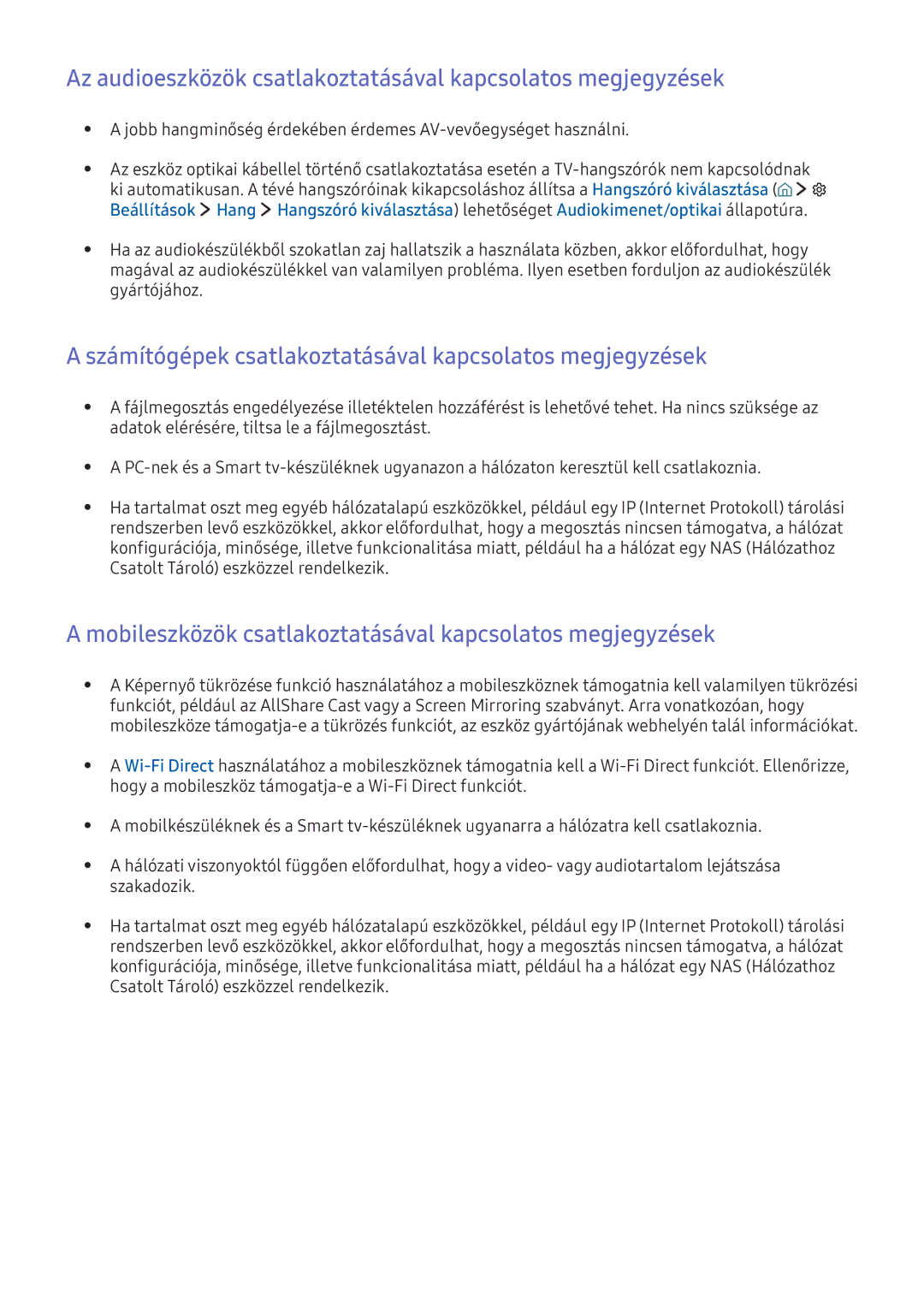 Samsung UE70KU6079UXZG, UE43KS7590UXZG, UE49KS7090UXZG manual Számítógépek csatlakoztatásával kapcsolatos megjegyzések 