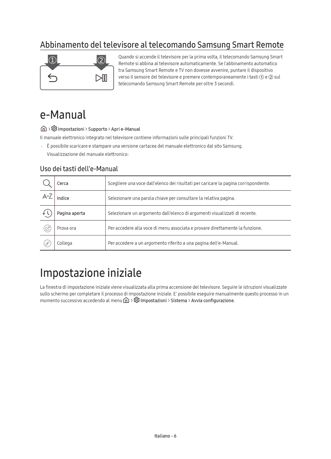 Samsung UE43KS7590UXZG, UE65KS7590UXZG, UE55KS7590UXZG, UE49KS7590UXZG Impostazione iniziale, Uso dei tasti delle-Manual 