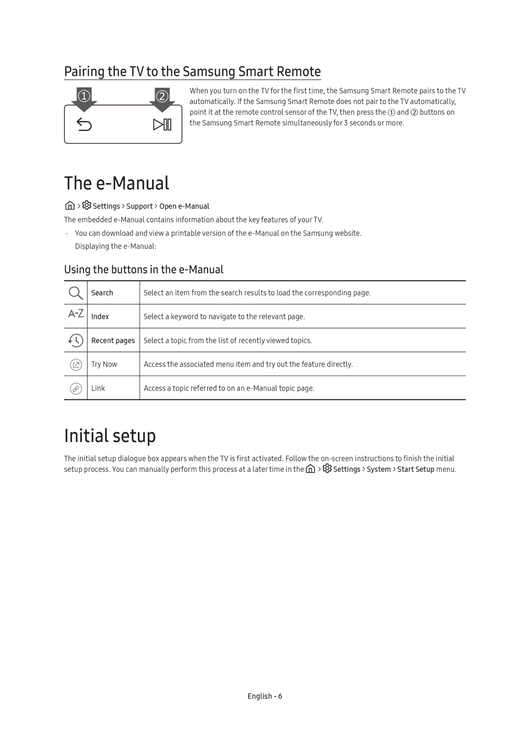 Samsung UE65KS7580UXZG, UE43KS7590UXZG, UE65KS7590UXZG E-Manual, Initial setup, Pairing the TV to the Samsung Smart Remote 