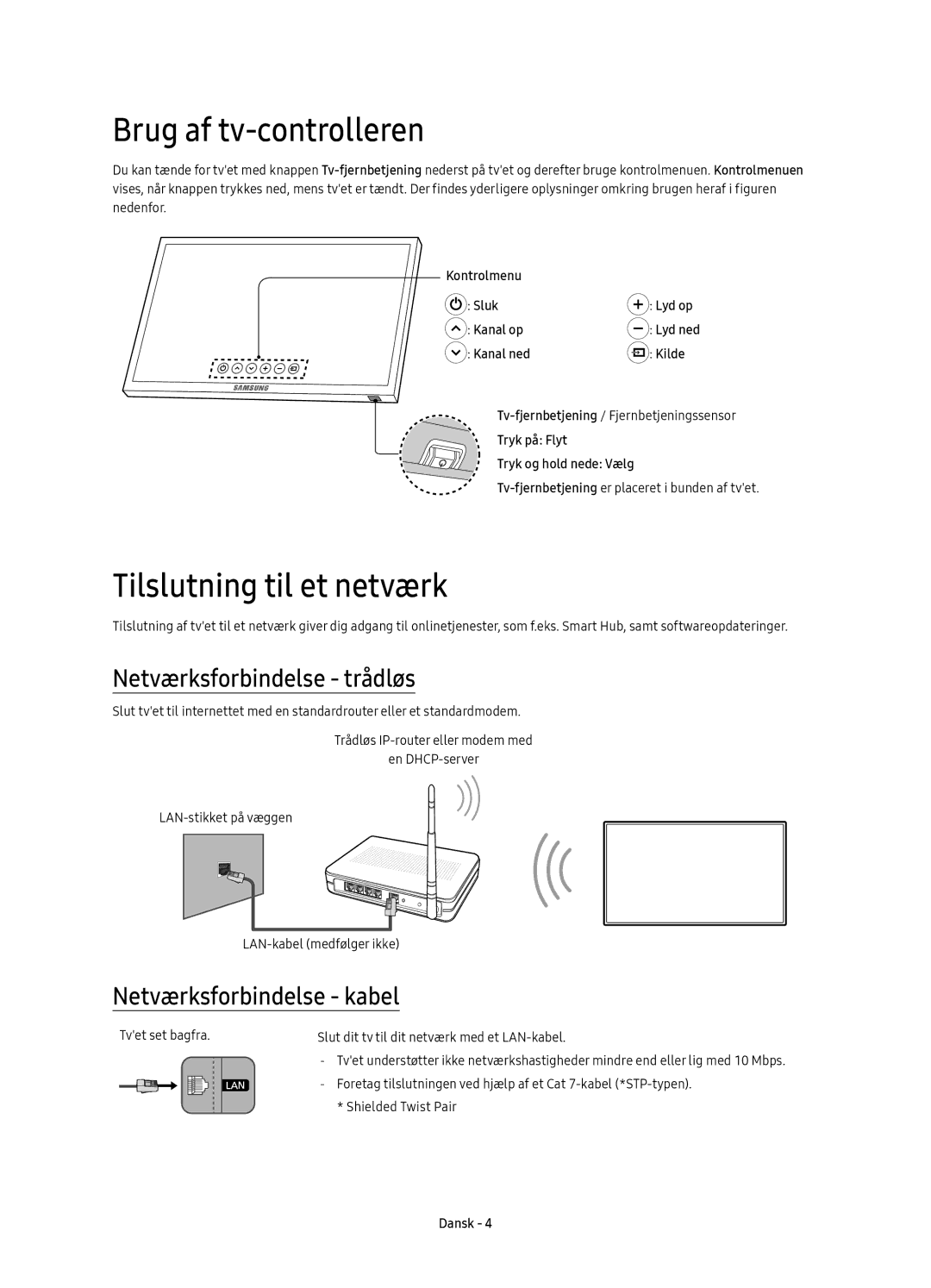 Samsung UE43KU6505UXXE, UE65KU6505UXXE Brug af tv-controlleren, Tilslutning til et netværk, Netværksforbindelse trådløs 