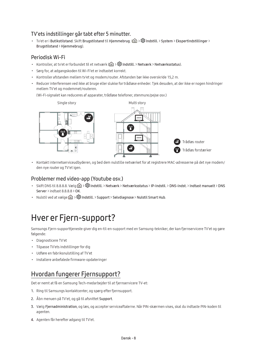 Samsung UE43KU6505UXXE, UE65KU6505UXXE manual Hver er Fjern-support?, Hvordan fungerer Fjernsupport?, Periodisk Wi-Fi 