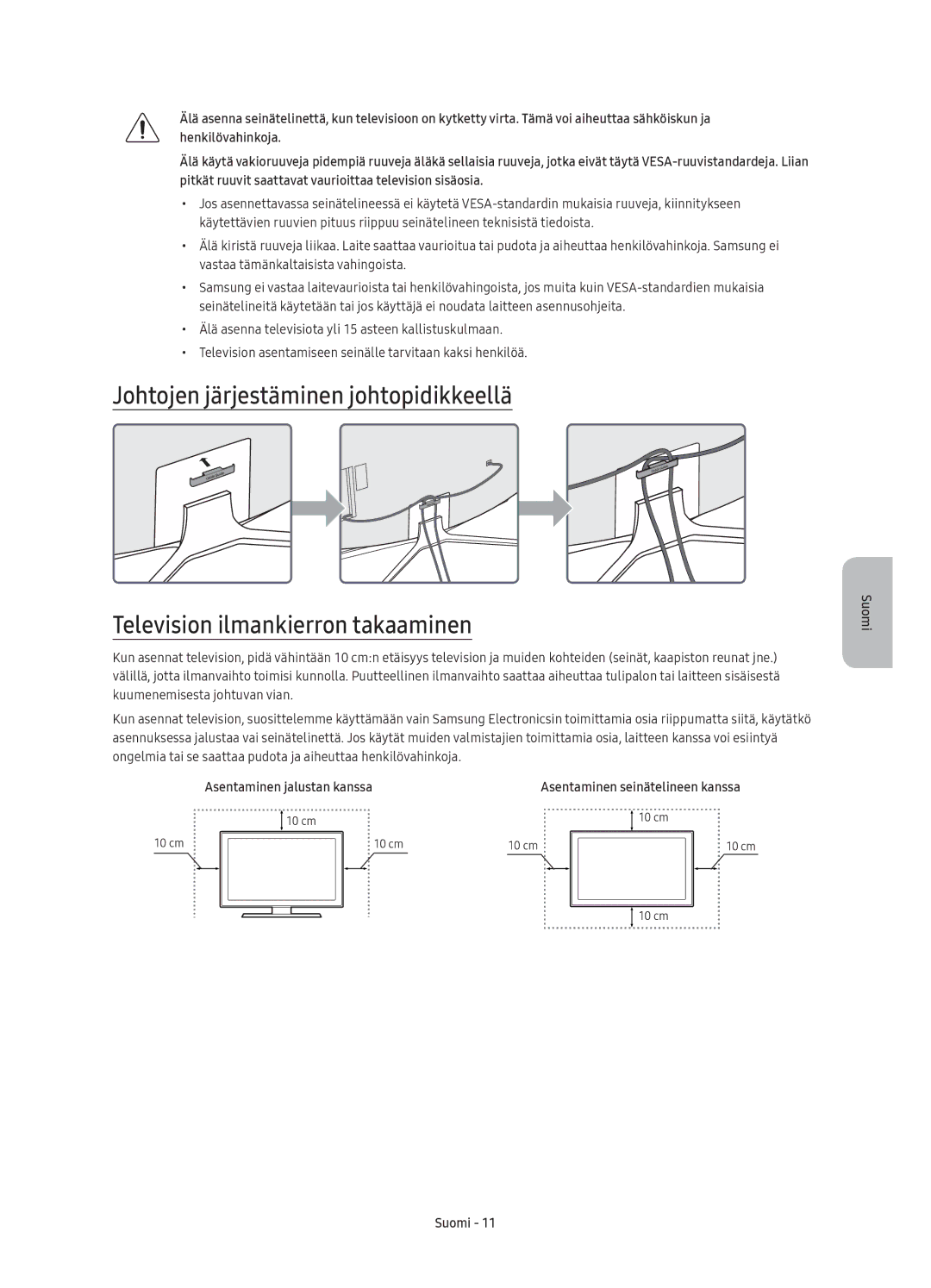 Samsung UE49KU6505UXXE, UE43KU6505UXXE, UE65KU6505UXXE, UE55KU6505UXXE manual Asentaminen jalustan kanssa 