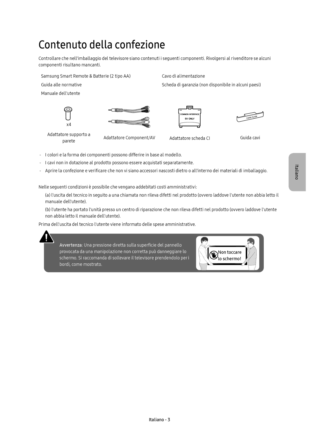 Samsung UE43KU6500UXXC, UE43KU6509UXZG, UE55KU6500UXZG, UE65KU6509UXZG, UE55KU6509UXZG manual Contenuto della confezione 