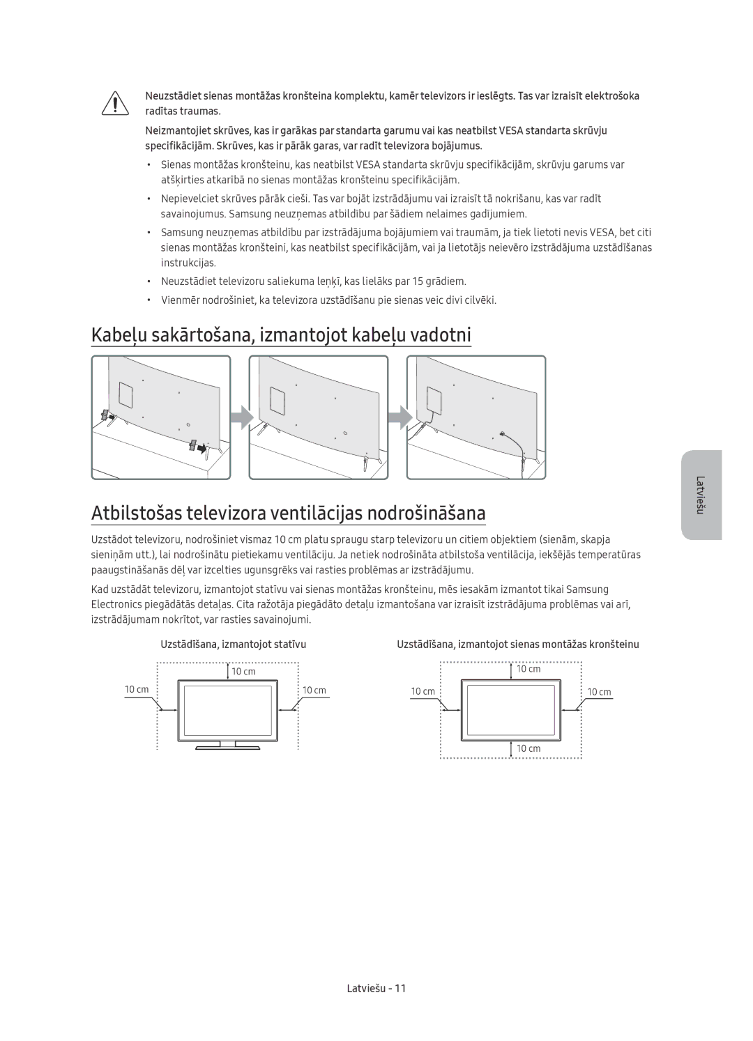 Samsung UE43KU6510SXXH, UE43KU6512UXXH, UE55KU6512UXXH, UE49KU6512UXXH, UE55KU6510SXXN manual Uzstādīšana, izmantojot statīvu 