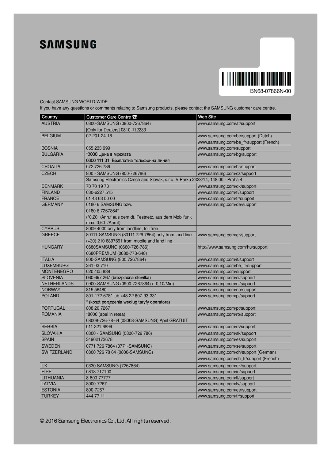 Samsung UE49KU6640UXXC, UE43KU6670UXXC, UE55KU6670UXXC, UE43KU6640UXXC, UE65KU6680UXXC, UE55KU6640UXXC manual BN68-07866N-00 