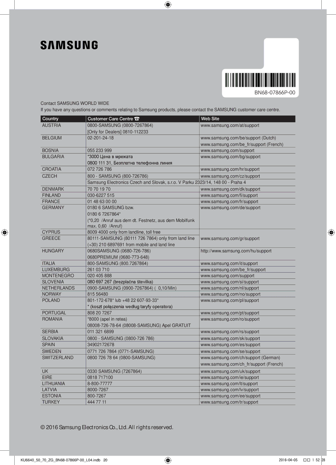 Samsung UE43KU6670UXXC, UE43KU6679UXZG, UE43KU6649UXZG, UE49KU6649UXZG, UE49KU6679UXZG, UE43KU6659UXZG manual BN68-07866P-00 