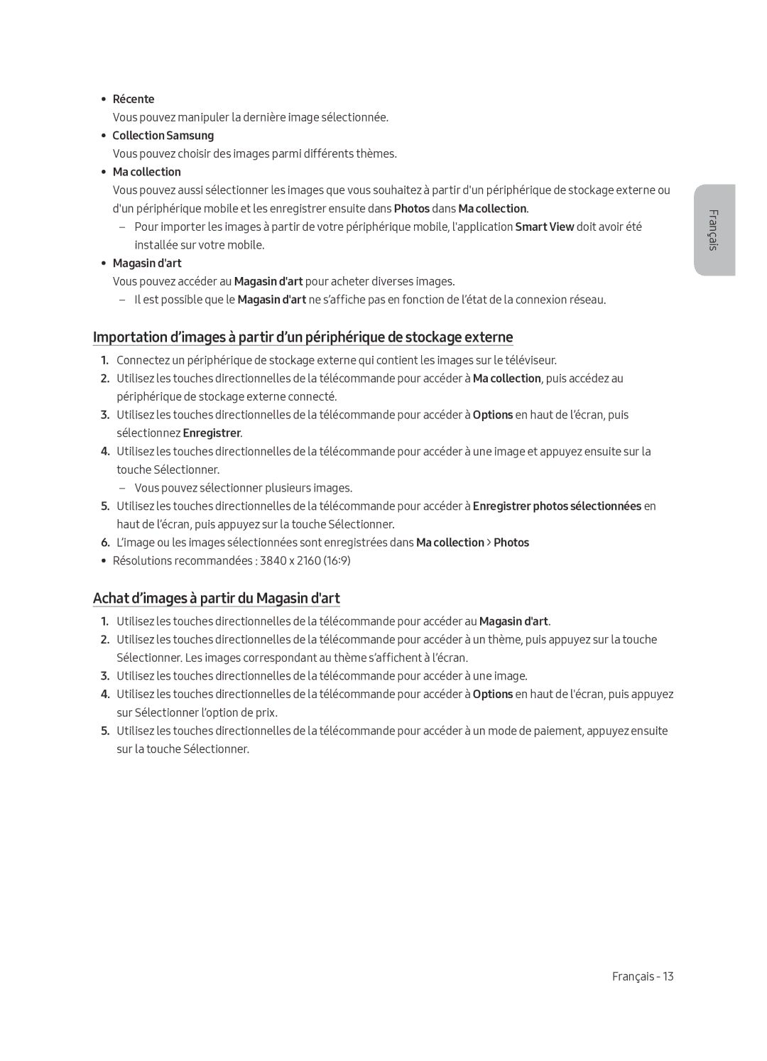 Samsung UE43LS003ASXXN manual Achat d’images à partir du Magasin dart, Récente, Collection Samsung, Ma collection 