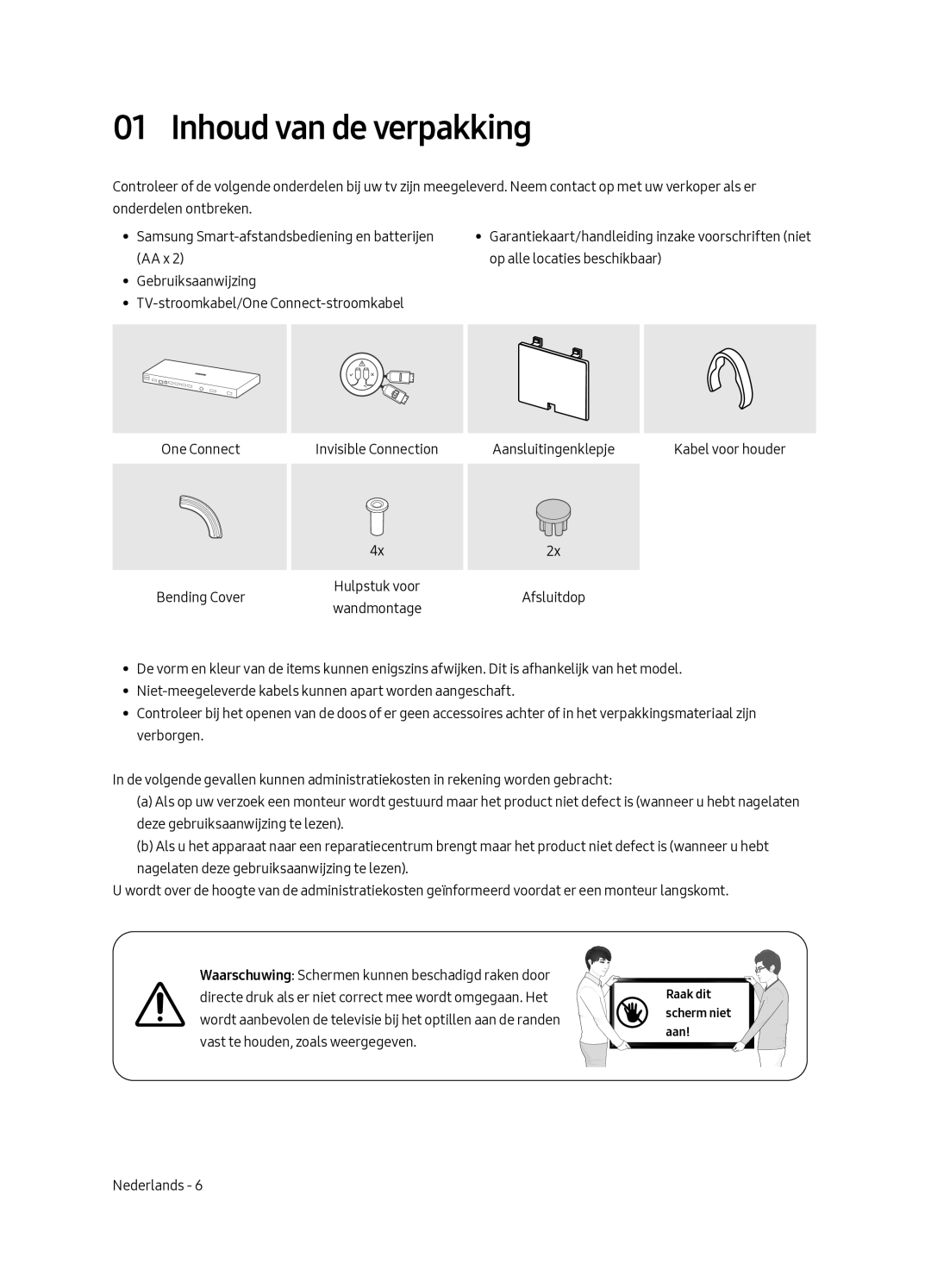 Samsung UE43LS003ASXXN manual Inhoud van de verpakking 