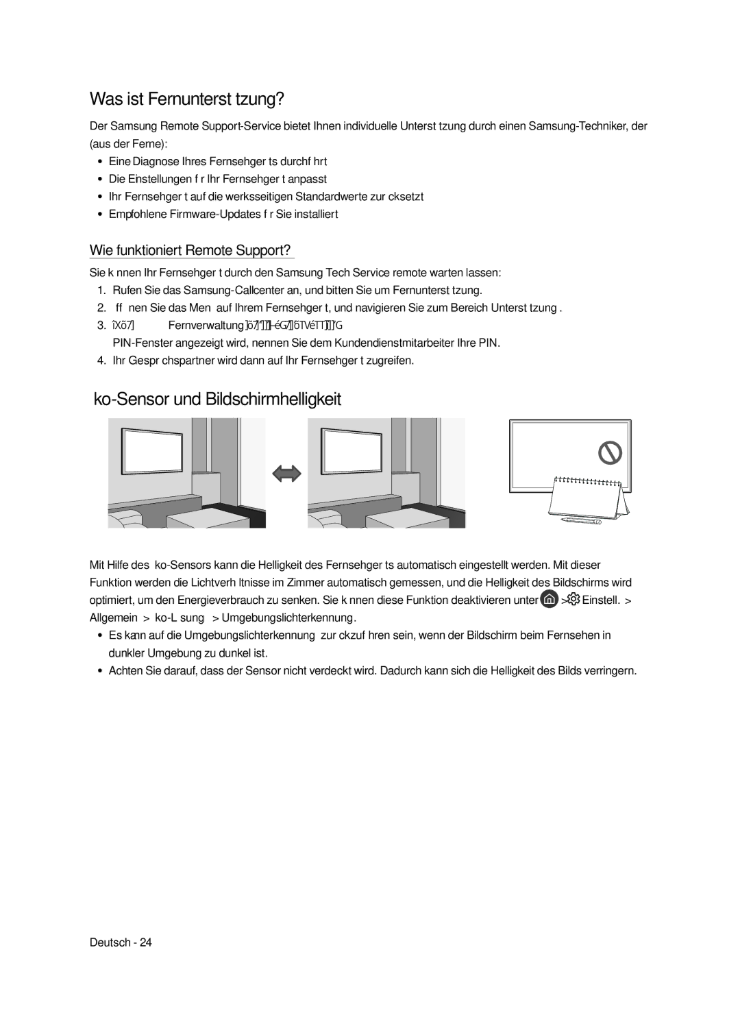 Samsung UE43LS003AUXZG Was ist Fernunterstützung?, Öko-Sensor und Bildschirmhelligkeit, Wie funktioniert Remote Support? 