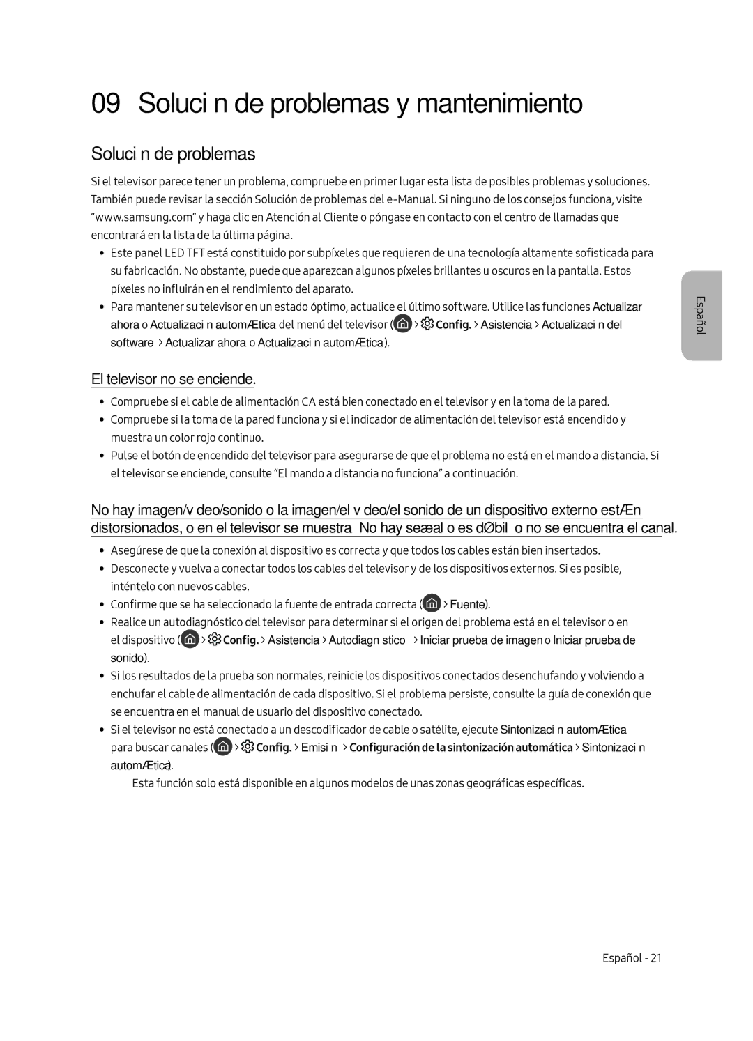 Samsung UE43LS003AUXXC, UE43LS003AUXZG manual Solución de problemas y mantenimiento, El televisor no se enciende, Automática 