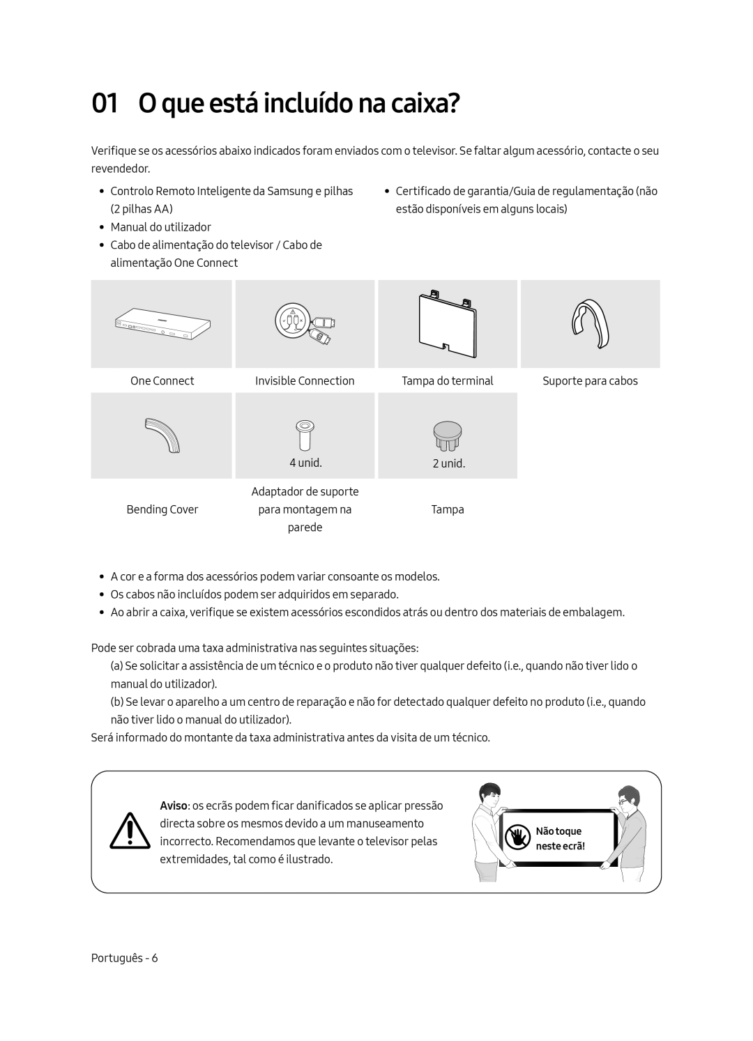 Samsung UE43LS003AUXZT, UE43LS003AUXZG, UE43LS003AUXXC, UE43LS003AUXXU manual Que está incluído na caixa? 