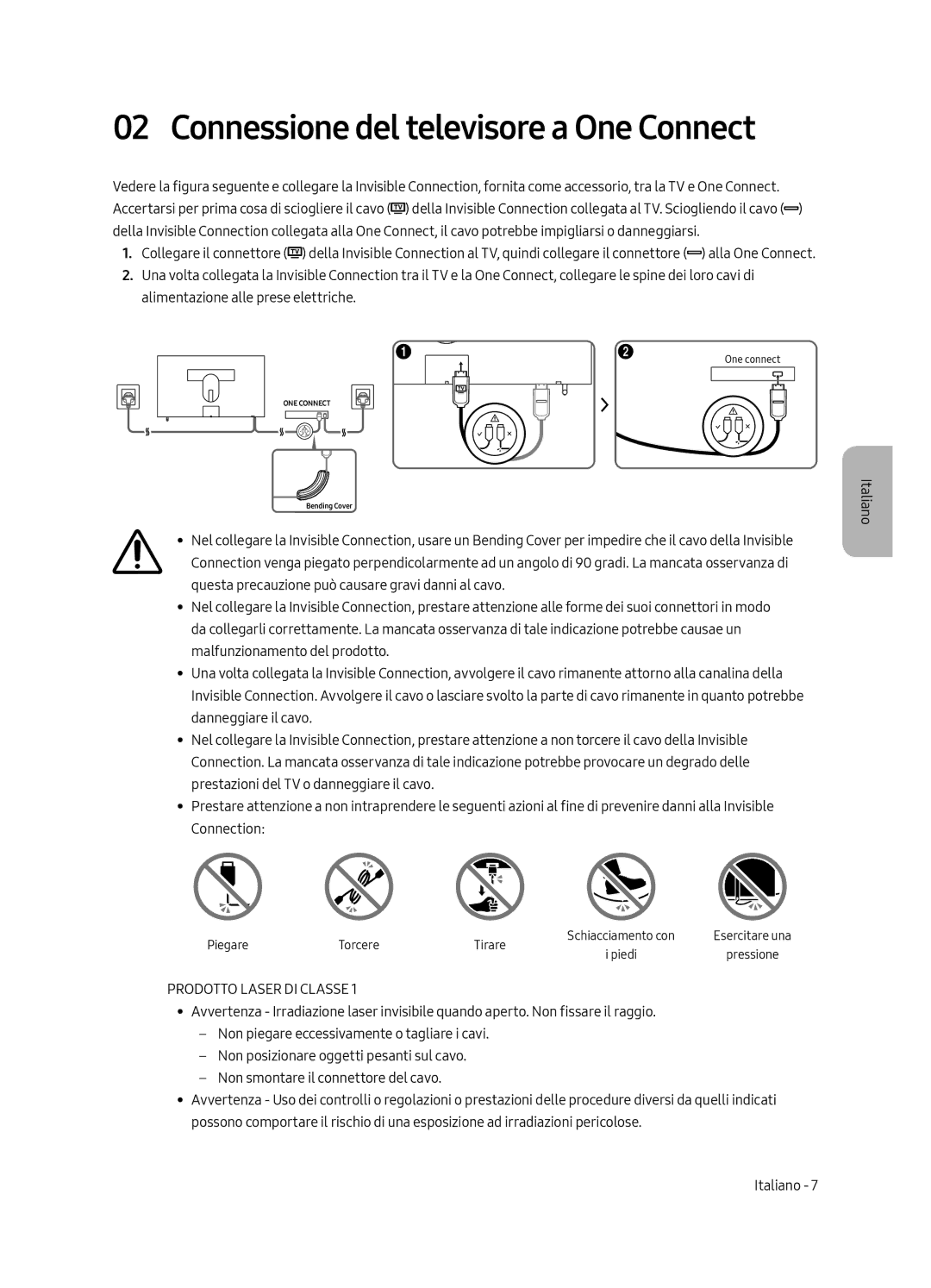 Samsung UE43LS003AUXXC, UE43LS003AUXZG, UE43LS003AUXZT, UE43LS003AUXXU manual Connessione del televisore a One Connect 