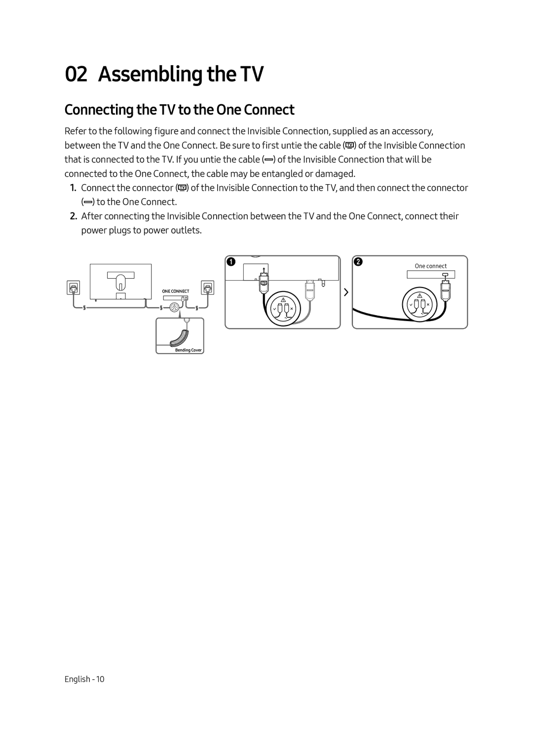 Samsung UE43LS003AUXZT, UE43LS003AUXZG, UE43LS003AUXXC manual Assembling the TV, Connecting the TV to the One Connect 