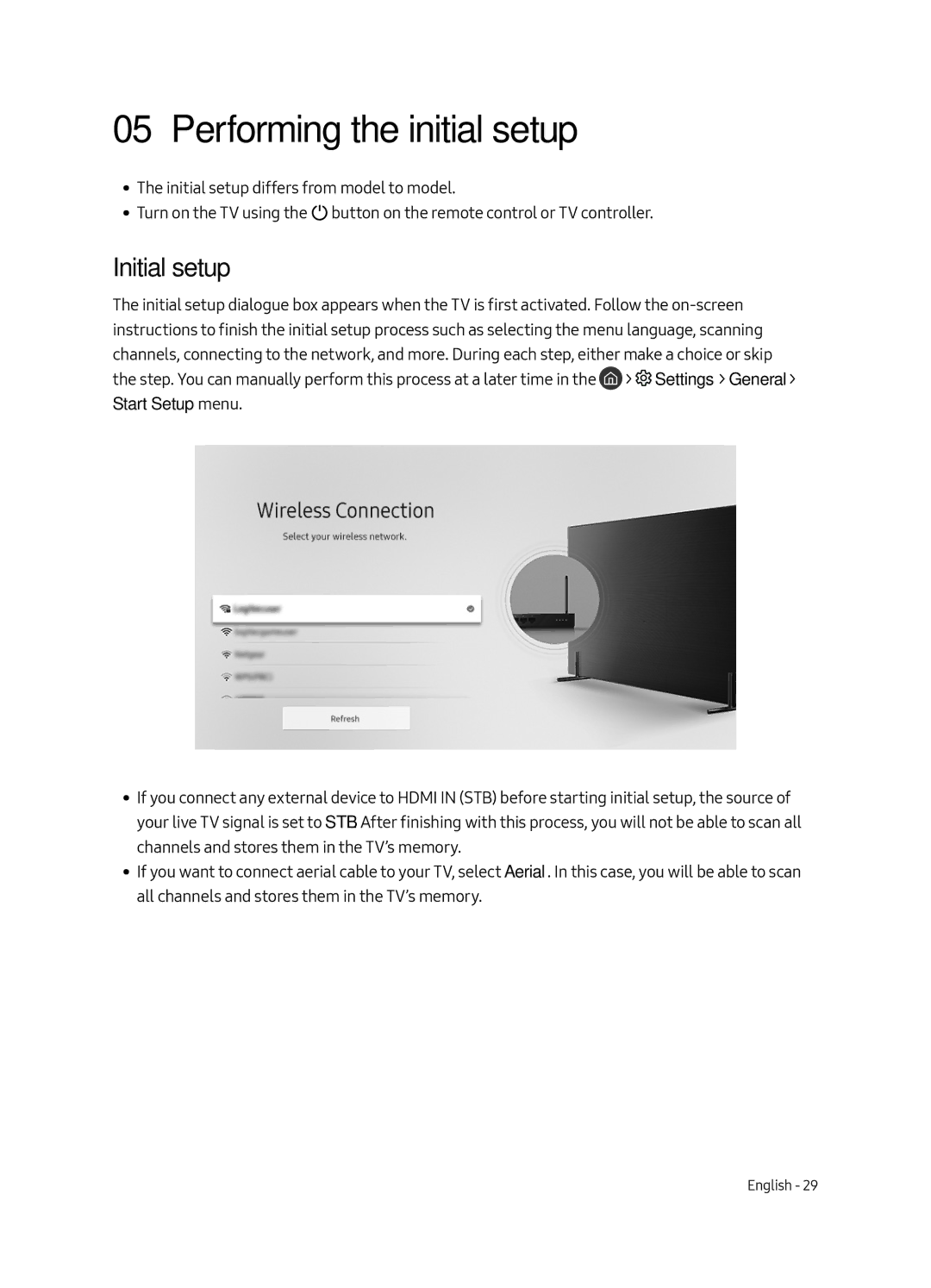 Samsung UE43LS003AUXXC, UE43LS003AUXZG, UE43LS003AUXZT, UE43LS003AUXXU manual Performing the initial setup, Initial setup 