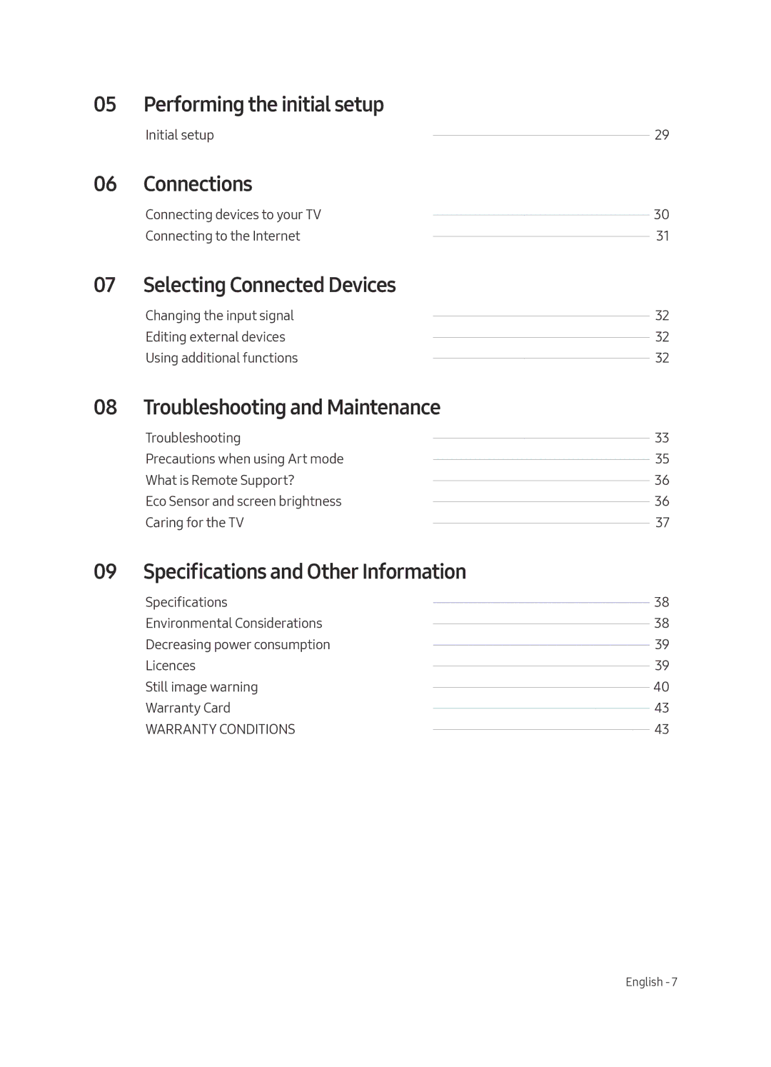 Samsung UE43LS003AUXXU, UE43LS003AUXZG manual Performing the initial setup, Connections, Selecting Connected Devices 