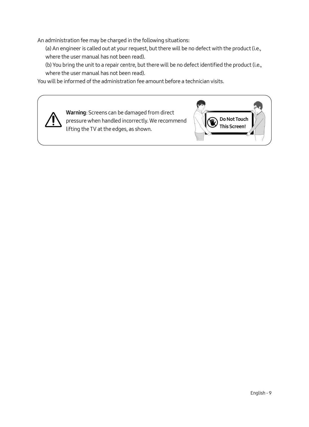 Samsung UE43LS003AUXXC, UE43LS003AUXZG, UE43LS003AUXZT, UE43LS003AUXXU manual Pressure when handled incorrectly. We recommend 