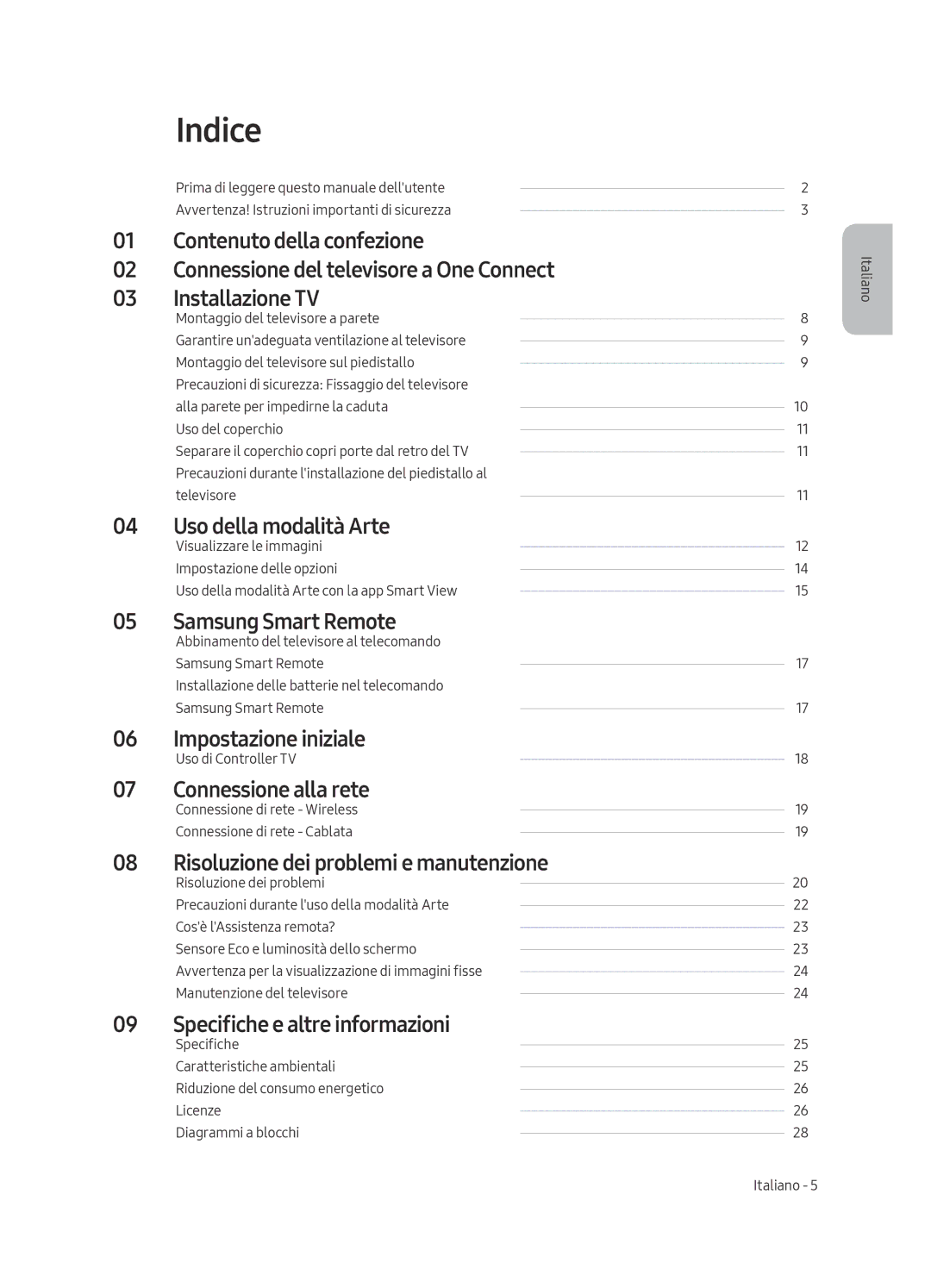 Samsung UE43LS003AUXZT manual Indice 