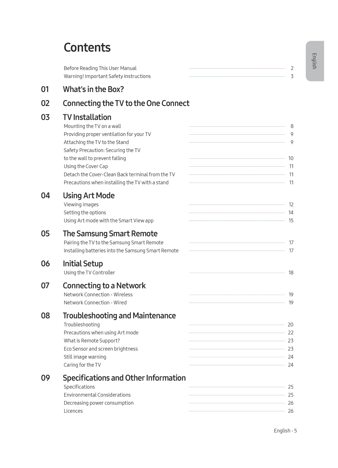 Samsung UE43LS003AUXZT manual Contents 